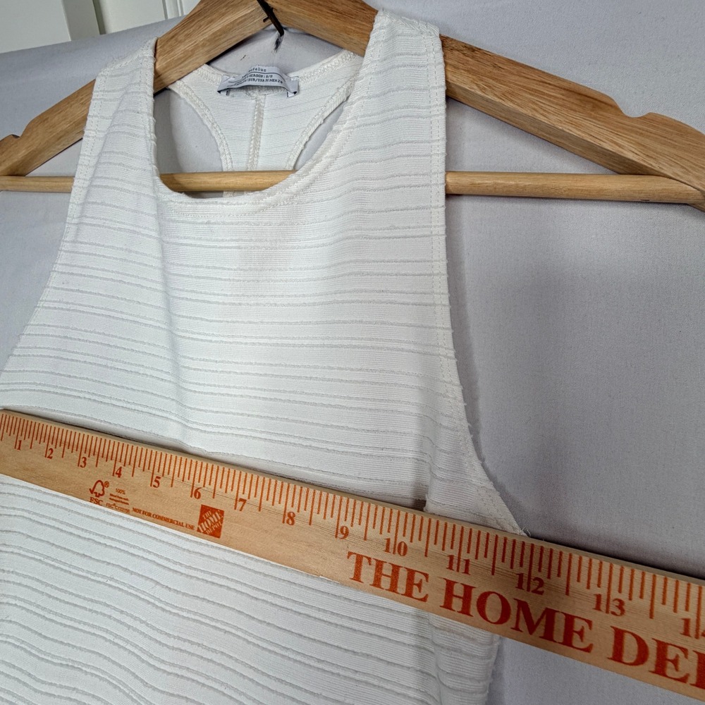 Zara Trafaluc White Ribbed Bodycon Midi Dress Racerback Sleeveless Medium - Picture 3 of 7